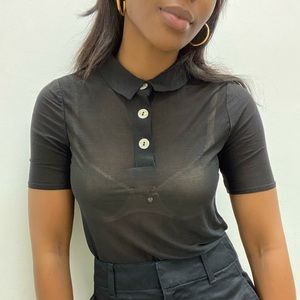 Topshop | Sheer button collar baby t-shirt NWT